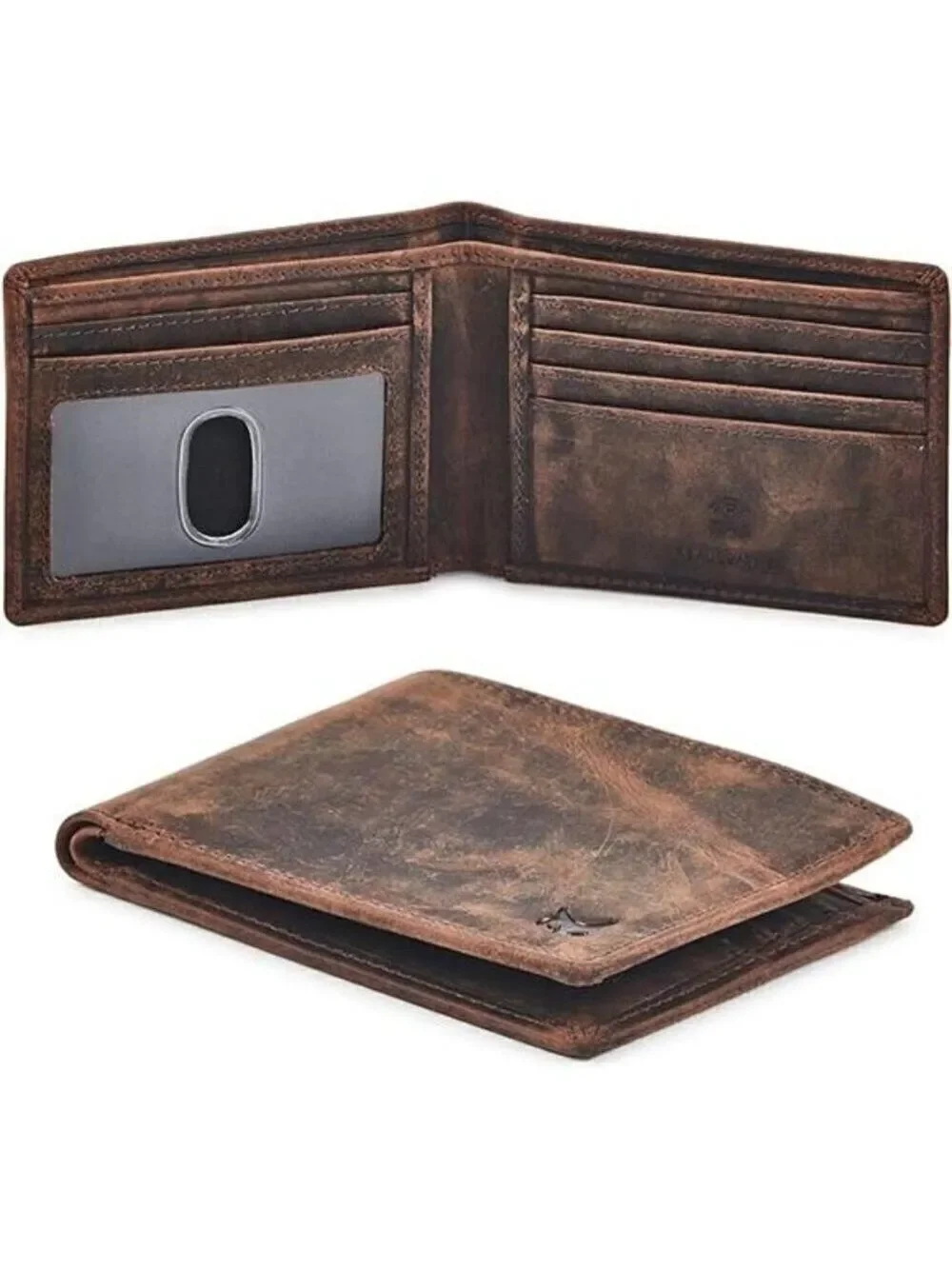 Real Leather Mens Bifold Wallet RFID Blocking Slim Minimalist Pocket Thin ID NEW